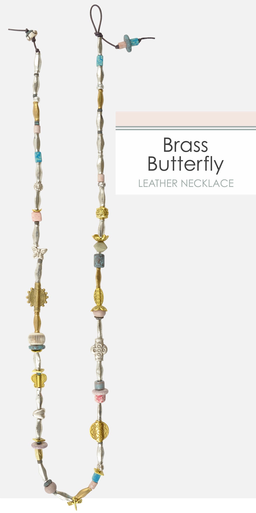 Brass Butterfly Silver Leather Necklace choiyeonhee